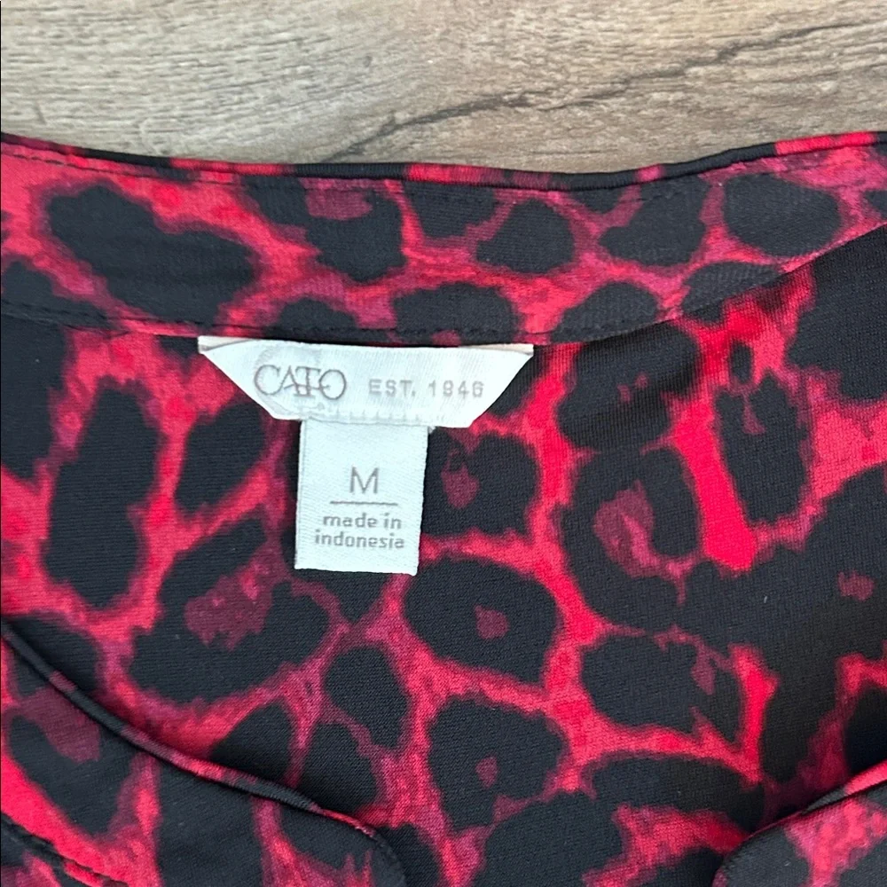 Cato Red and Black Animal Print Blouse - Picture 2 of 4